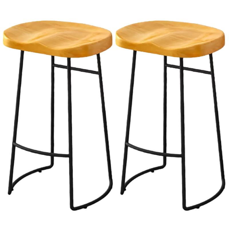 Modern Armless Backless Counter Stool Pine Wood Bar Stool with Pedal for Cafe