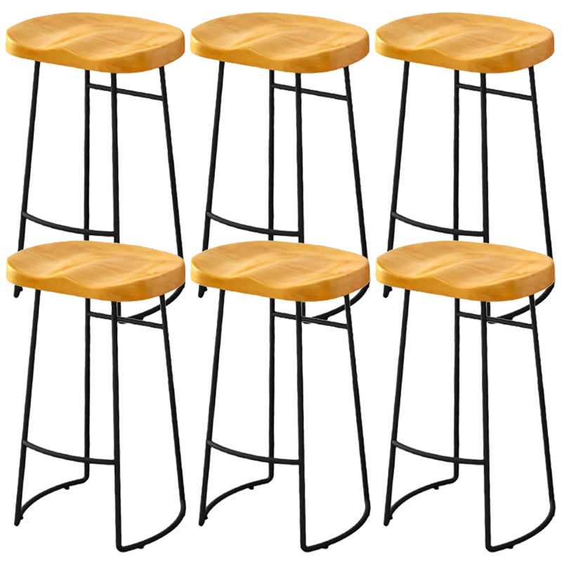Modern Armless Backless Counter Stool Pine Wood Bar Stool with Pedal for Cafe