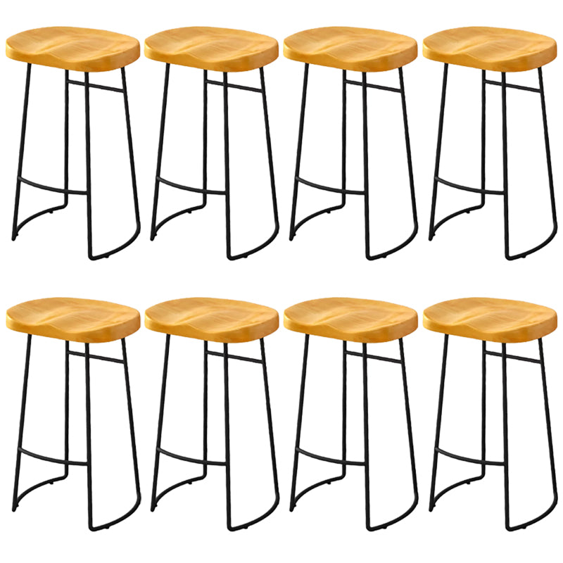 Modern Armless Backless Counter Stool Pine Wood Bar Stool with Pedal for Cafe
