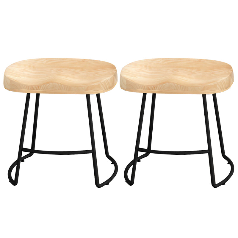 Modern Armless Backless Counter Stool Pine Wood Bar Stool with Pedal for Cafe