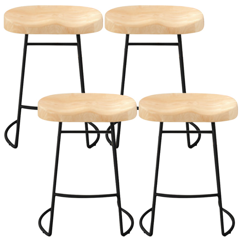 Modern Armless Backless Counter Stool Pine Wood Bar Stool with Pedal for Cafe