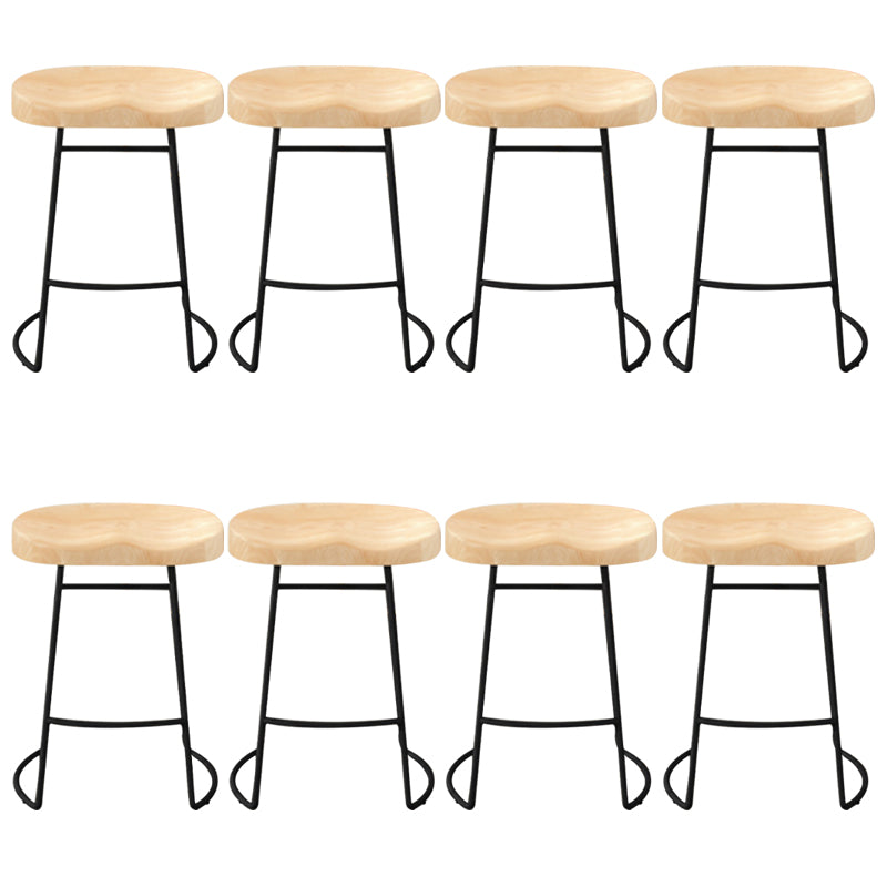 Modern Armless Backless Counter Stool Pine Wood Bar Stool with Pedal for Cafe