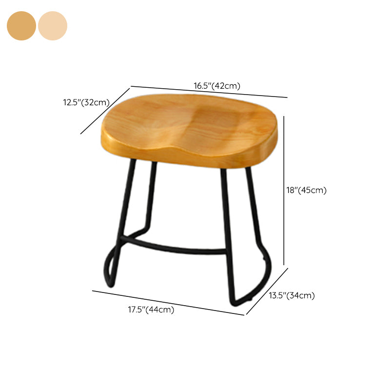 Modern Armless Backless Counter Stool Pine Wood Bar Stool with Pedal for Cafe