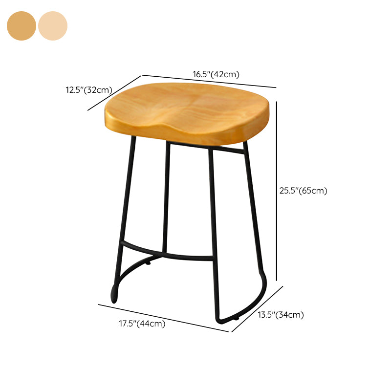 Modern Armless Backless Counter Stool Pine Wood Bar Stool with Pedal for Cafe