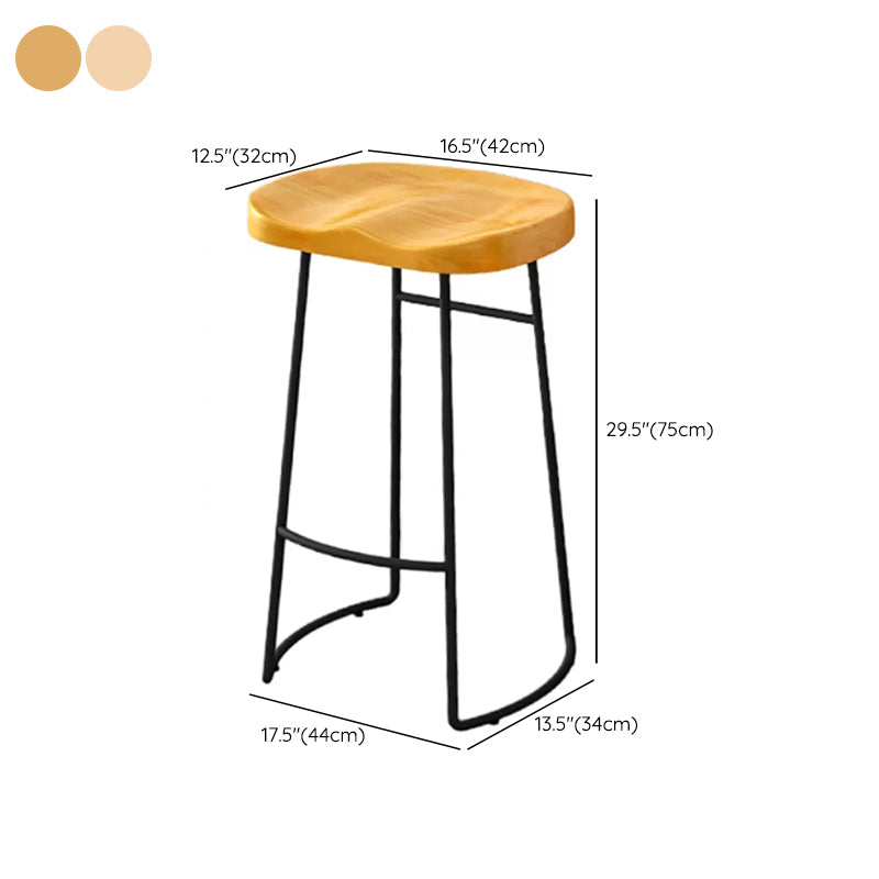 Modern Armless Backless Counter Stool Pine Wood Bar Stool with Pedal for Cafe