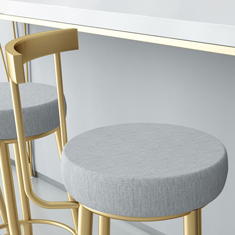 Glam Armless Backrest Counter Stool Iron Bar Stool with Cushion and Pedal for Kitchen Use