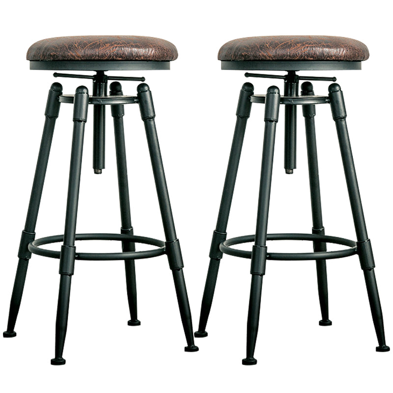 Adjustable Height Bar Stools Industrial Barstool with Metal Legs