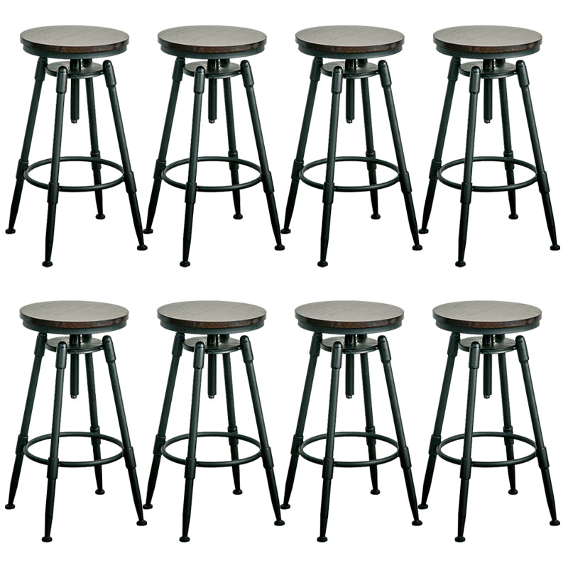 Adjustable Height Bar Stools Industrial Barstool with Metal Legs