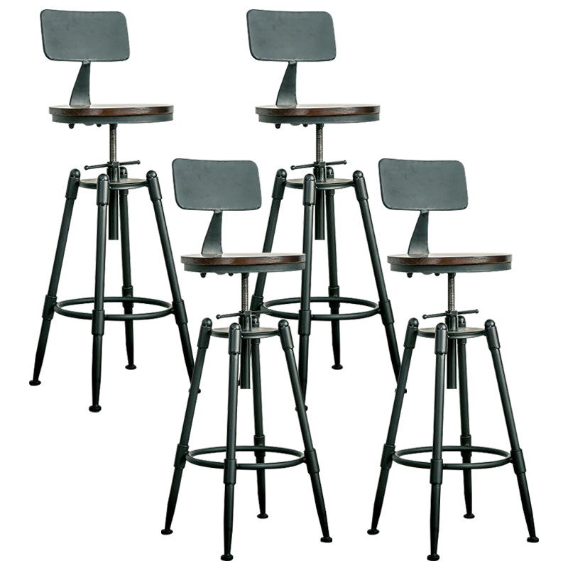 Adjustable Height Bar Stools Industrial Barstool with Metal Legs