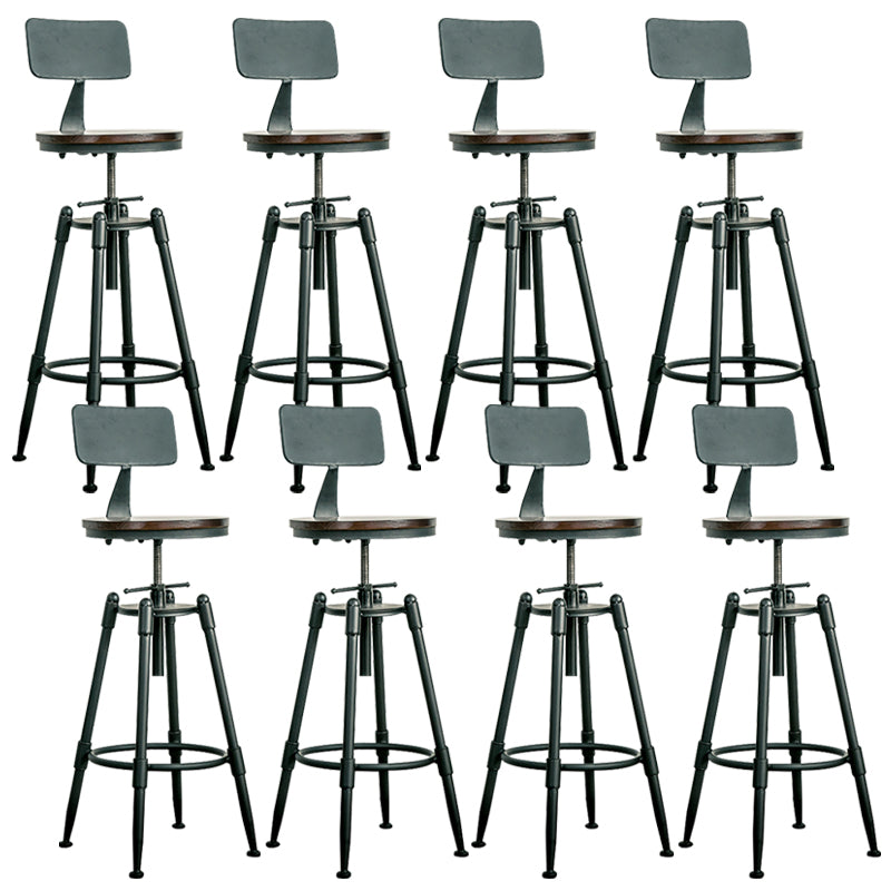 Adjustable Height Bar Stools Industrial Barstool with Metal Legs