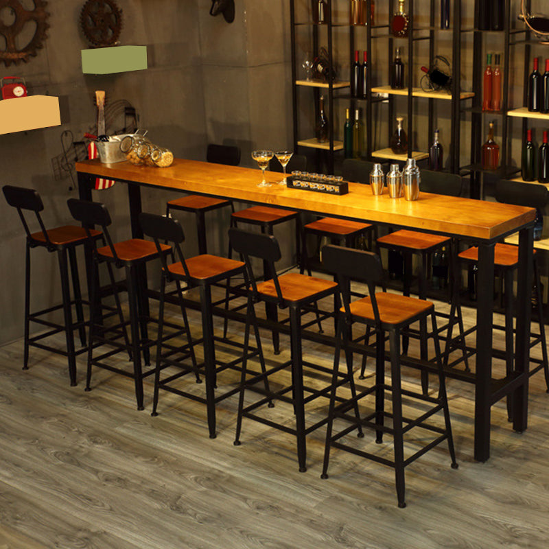 Metal Bar Stools Industrial Barstool in Black and Brown with Footrest