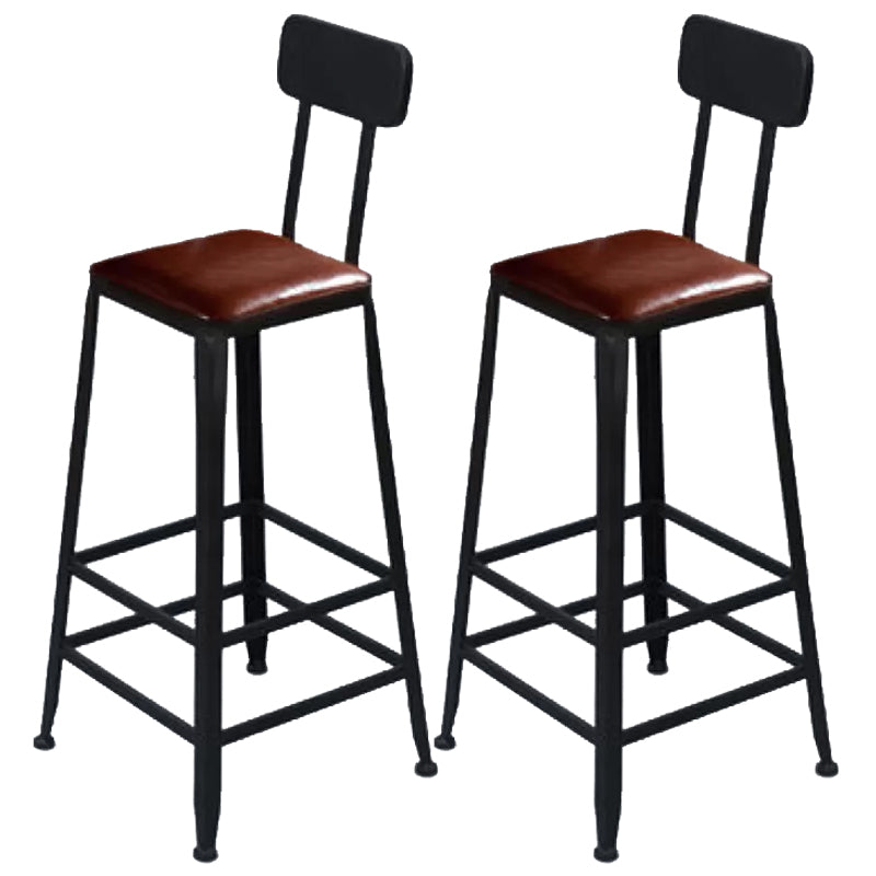 Metal Bar Stools Industrial Barstool in Black and Brown with Footrest