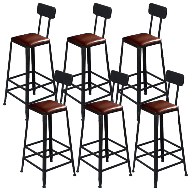 Metal Bar Stools Industrial Barstool in Black and Brown with Footrest