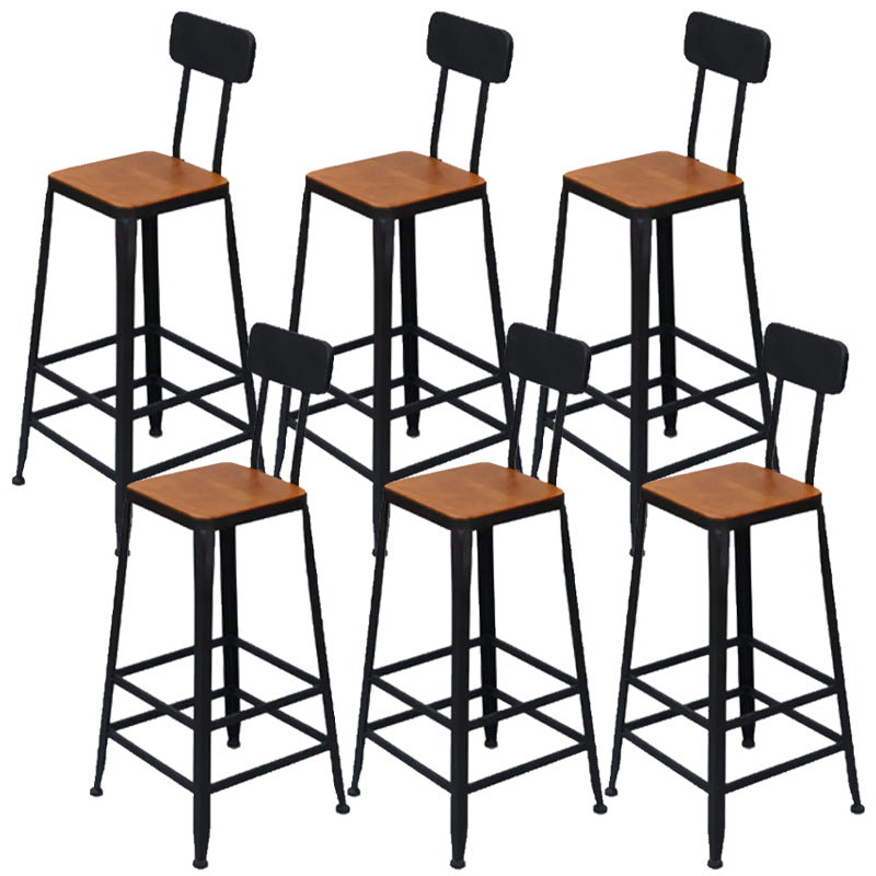 Metal Bar Stools Industrial Barstool in Black and Brown with Footrest