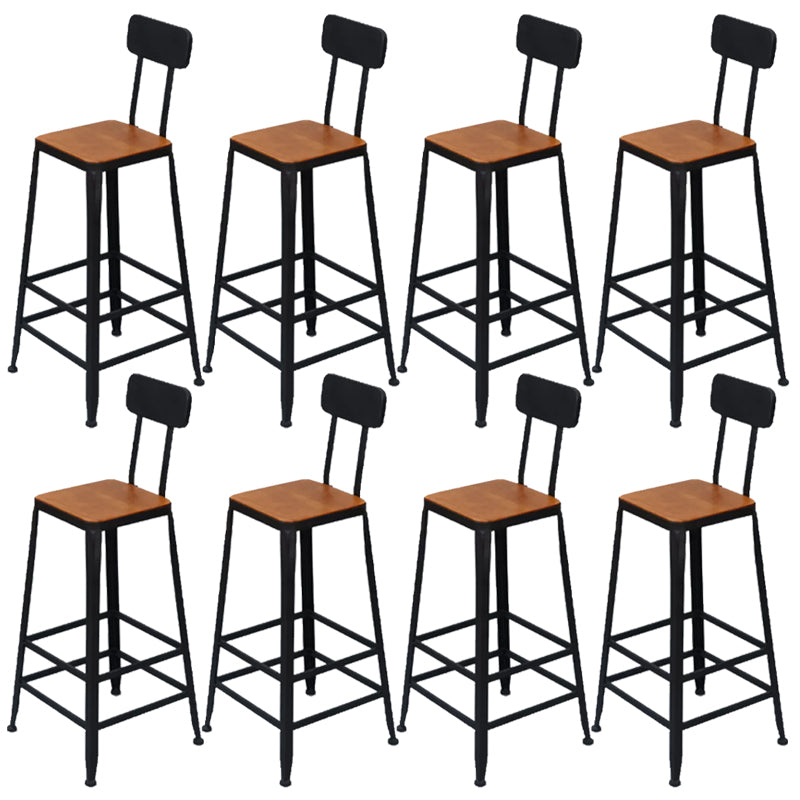 Metal Bar Stools Industrial Barstool in Black and Brown with Footrest