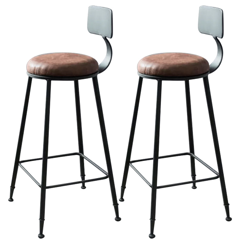 Metal Bar Stools Industrial Barstool in Black and Brown with Footrest
