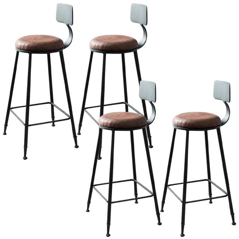 Metal Bar Stools Industrial Barstool in Black and Brown with Footrest