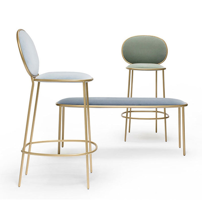 Contemporary Backrest Bar Stools Metal Barstool with Gold Legs