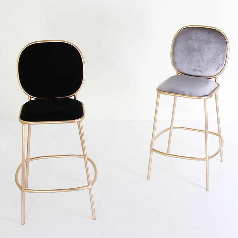 Contemporary Backrest Bar Stools Metal Barstool with Gold Legs