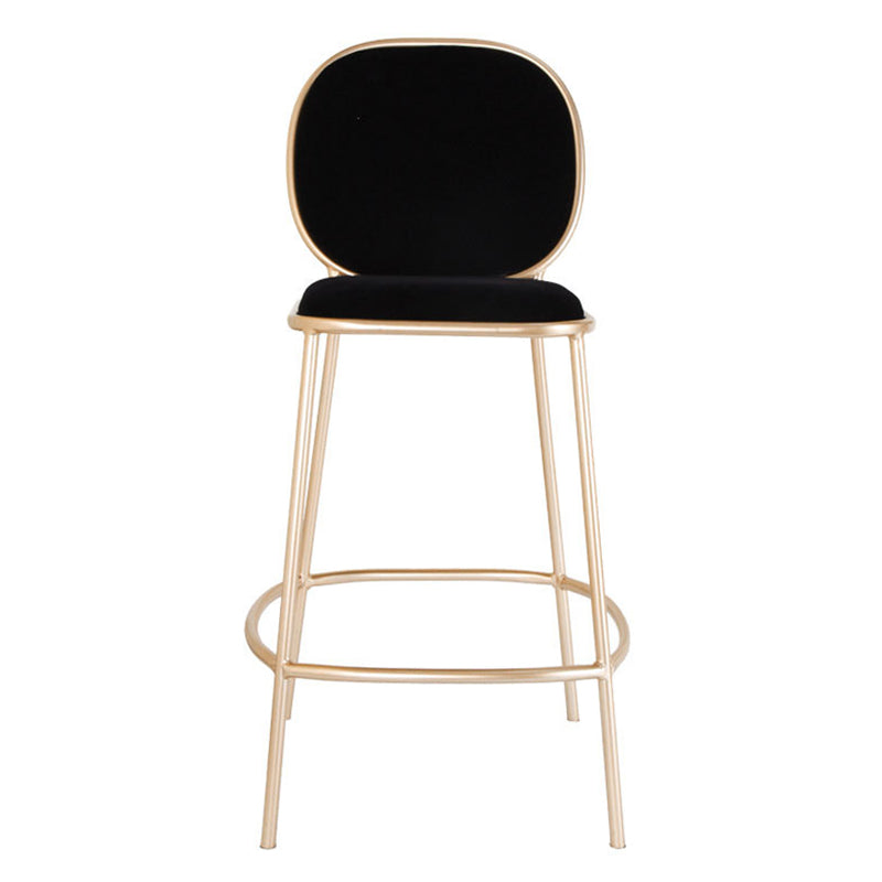 Contemporary Backrest Bar Stools Metal Barstool with Gold Legs