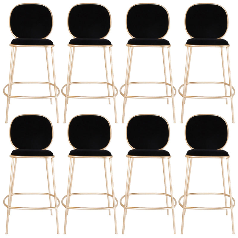 Contemporary Backrest Bar Stools Metal Barstool with Gold Legs