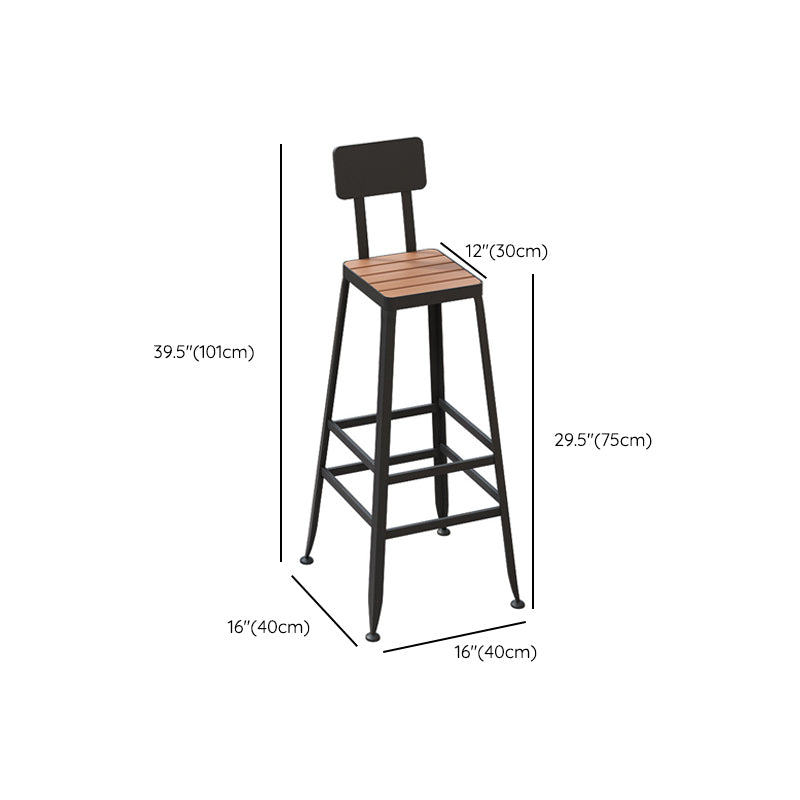 Contemporary Bar Stool Armless Barstool with Black Metal Legs
