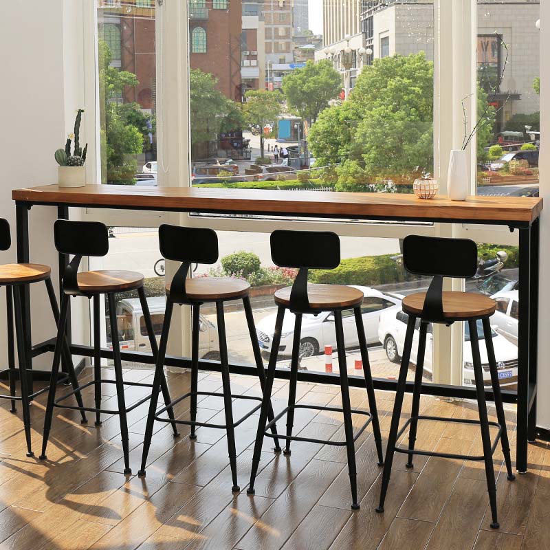Industrial Style Bar Stools Armless Barstool with Black Metal Legs