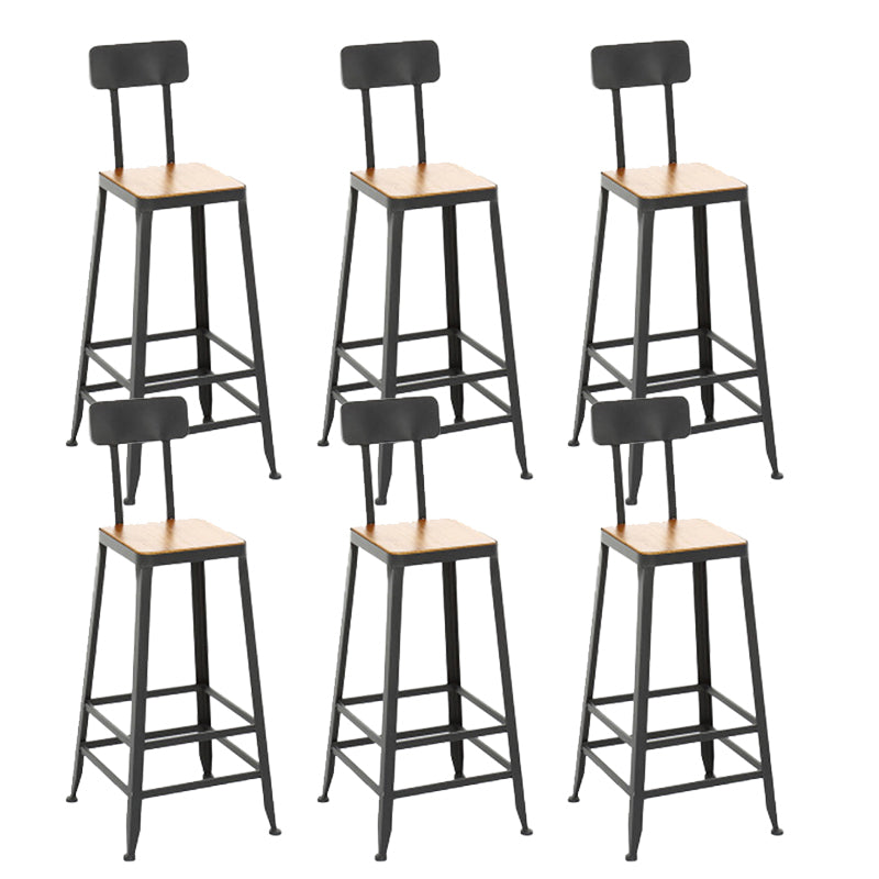 Industrial Style Bar Stools Armless Barstool with Black Metal Legs