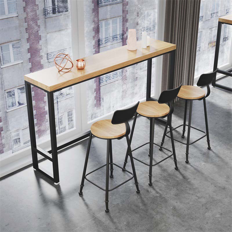 Industrial Style Bar Stools Backrest Barstool with Black Metal Legs