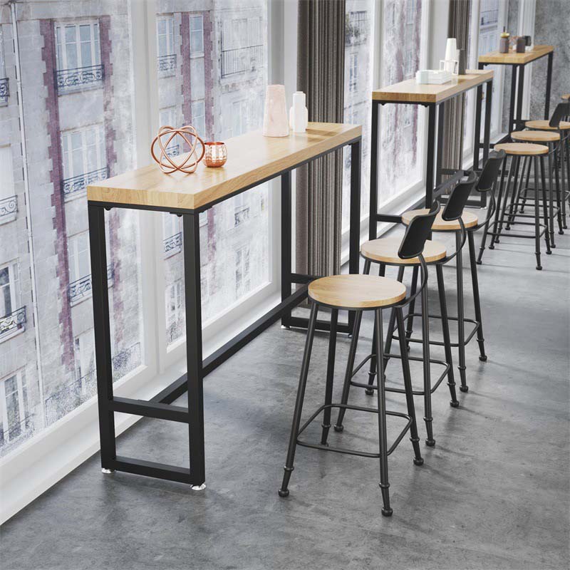 Industrial Style Bar Stools Backrest Barstool with Black Metal Legs