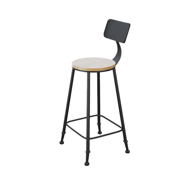 Industrial Style Bar Stools Backrest Barstool with Black Metal Legs