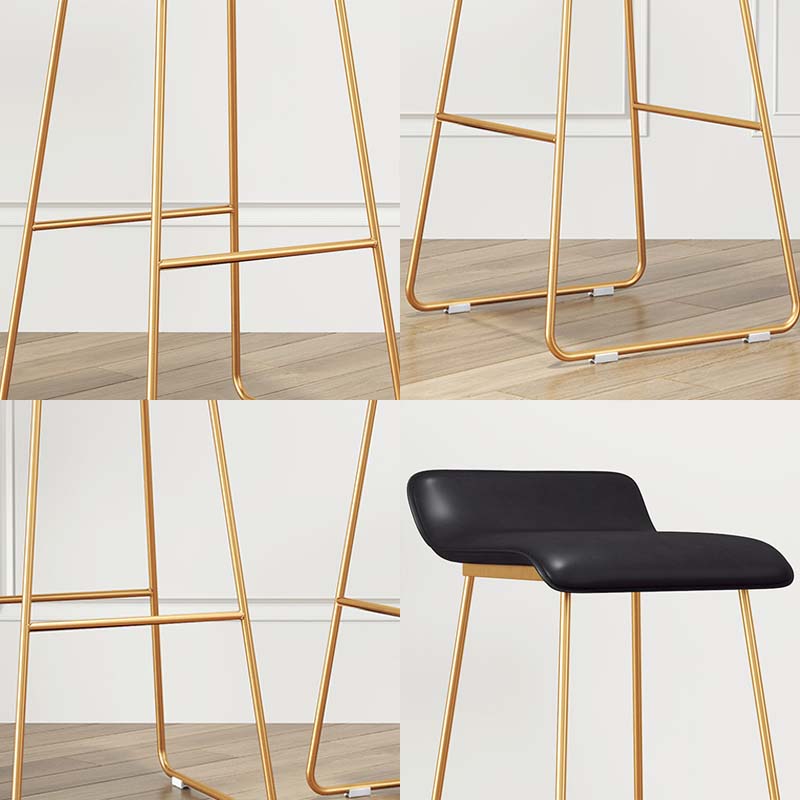 Modern Style Metal Bar Stool Leather Low Back Counter Stool for Restaurant
