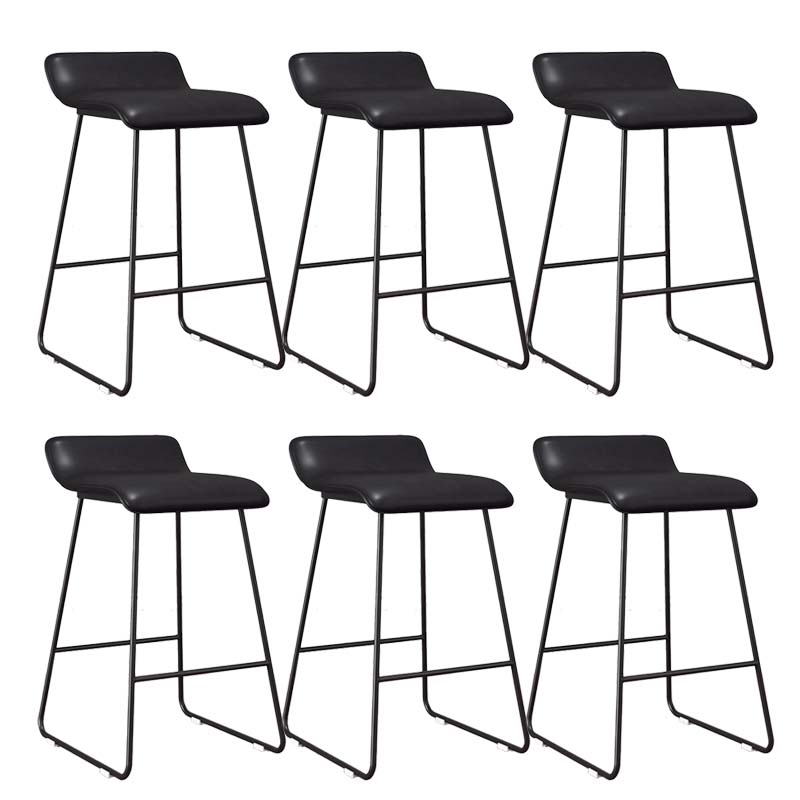 Modern Style Metal Bar Stool Leather Low Back Counter Stool for Restaurant