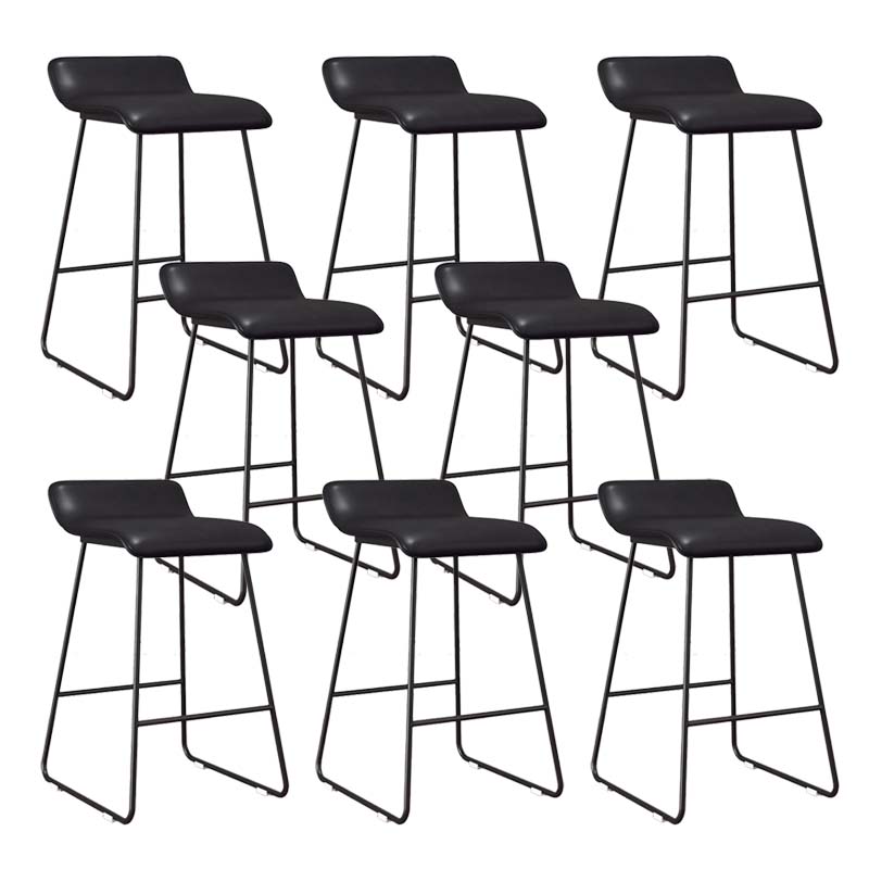 Modern Style Metal Bar Stool Leather Low Back Counter Stool for Restaurant