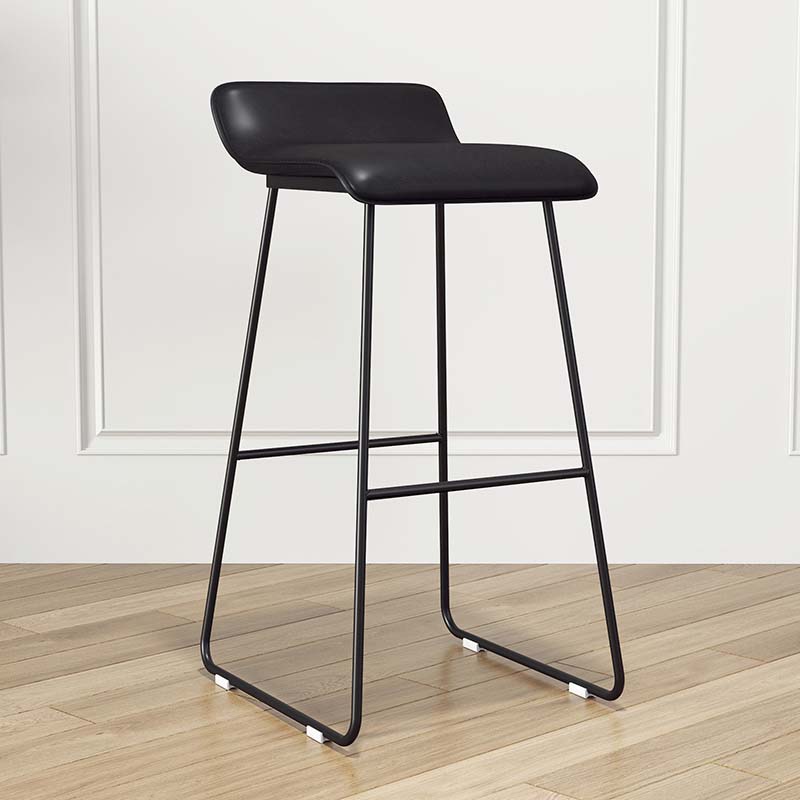 Modern Style Metal Bar Stool Leather Low Back Counter Stool for Restaurant