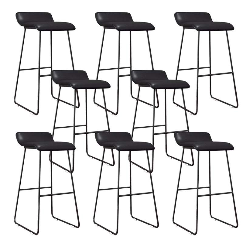 Modern Style Metal Bar Stool Leather Low Back Counter Stool for Restaurant