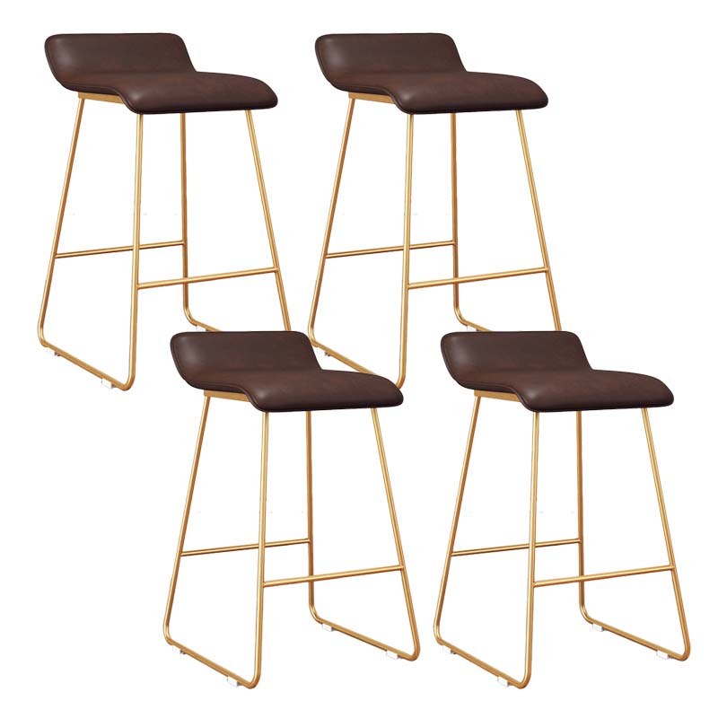 Modern Style Metal Bar Stool Leather Low Back Counter Stool for Restaurant