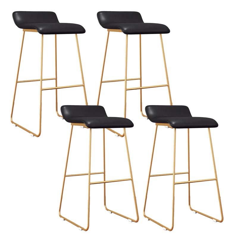 Modern Style Metal Bar Stool Leather Low Back Counter Stool for Restaurant