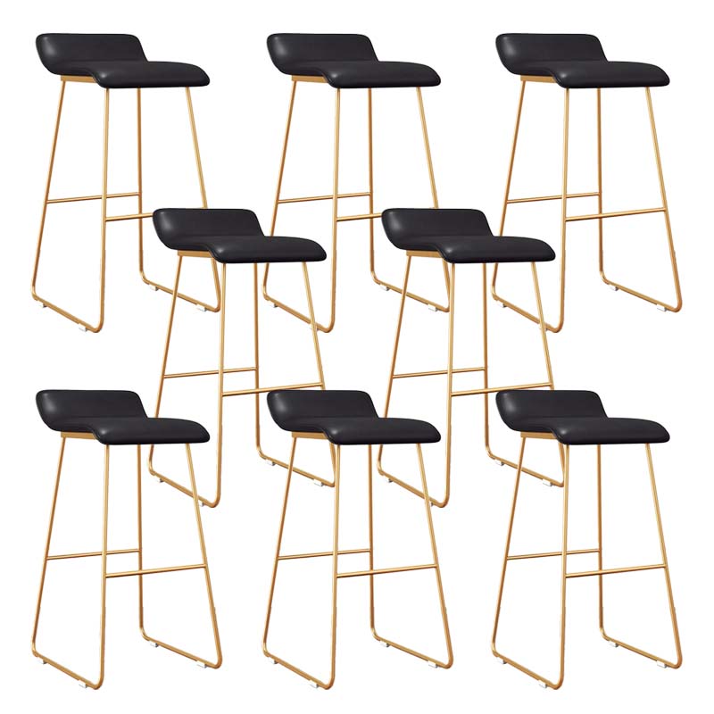 Modern Style Metal Bar Stool Leather Low Back Counter Stool for Restaurant