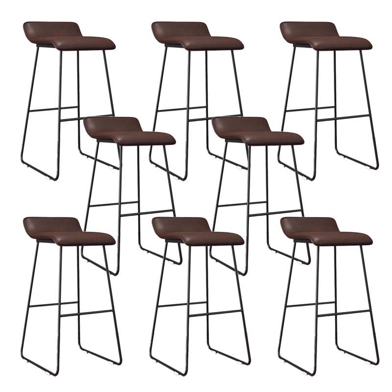 Modern Style Metal Bar Stool Leather Low Back Counter Stool for Restaurant