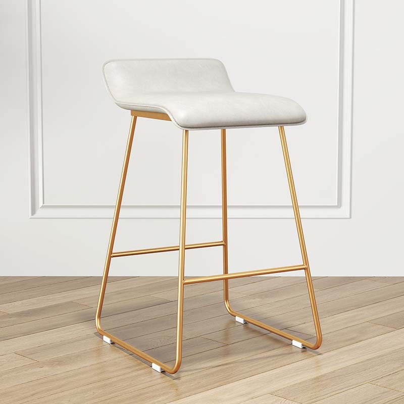 Modern Style Metal Bar Stool Leather Low Back Counter Stool for Restaurant