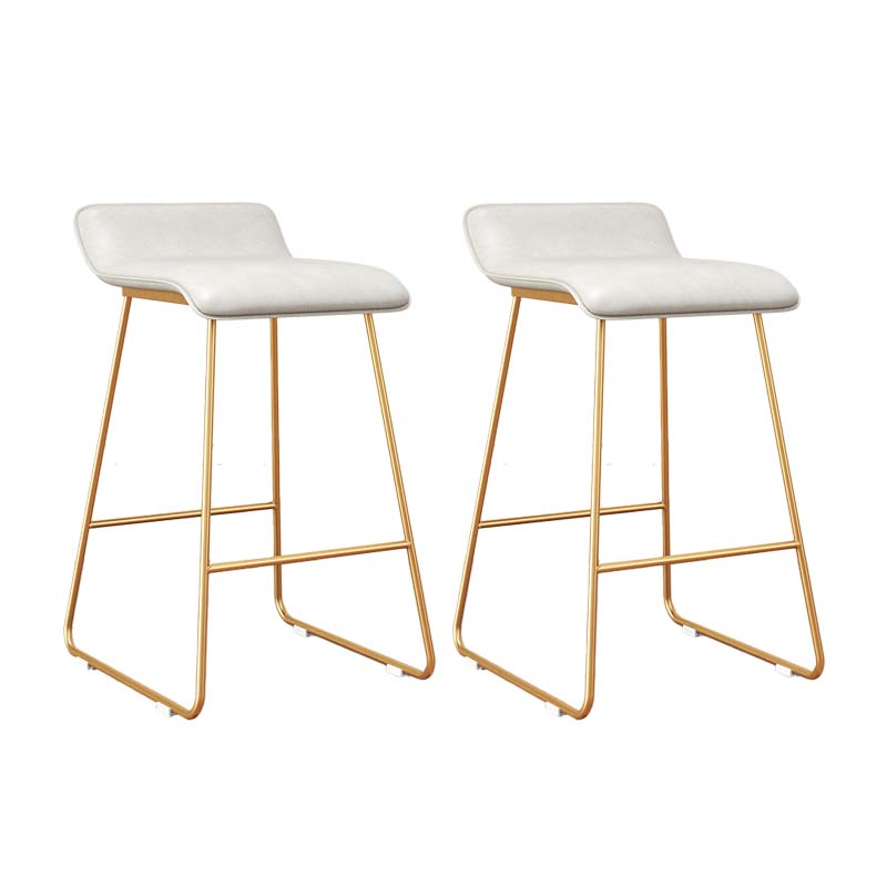 Modern Style Metal Bar Stool Leather Low Back Counter Stool for Restaurant