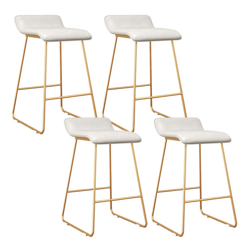Modern Style Metal Bar Stool Leather Low Back Counter Stool for Restaurant