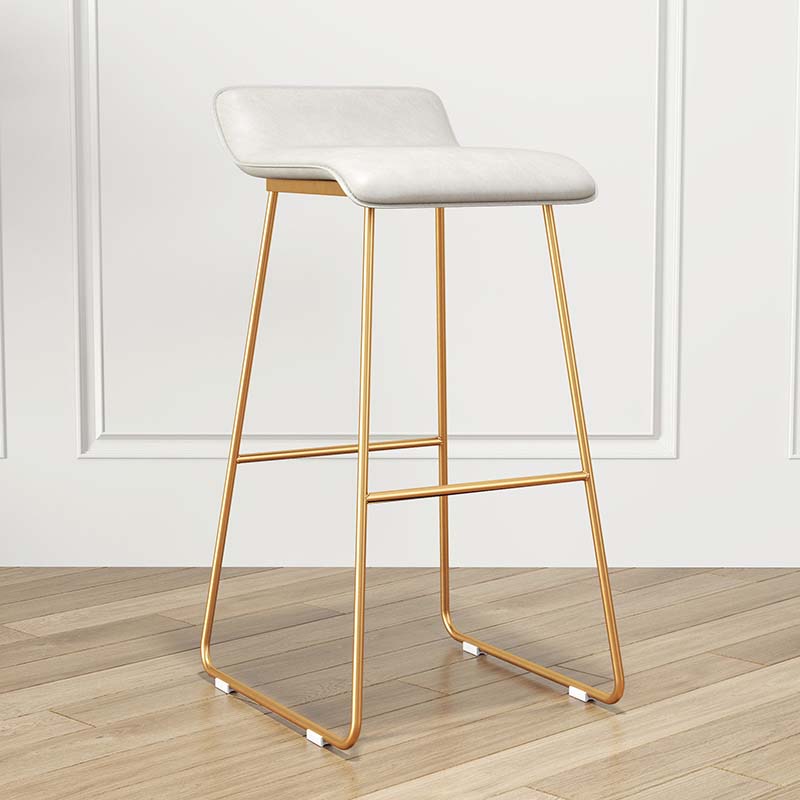 Modern Style Metal Bar Stool Leather Low Back Counter Stool for Restaurant