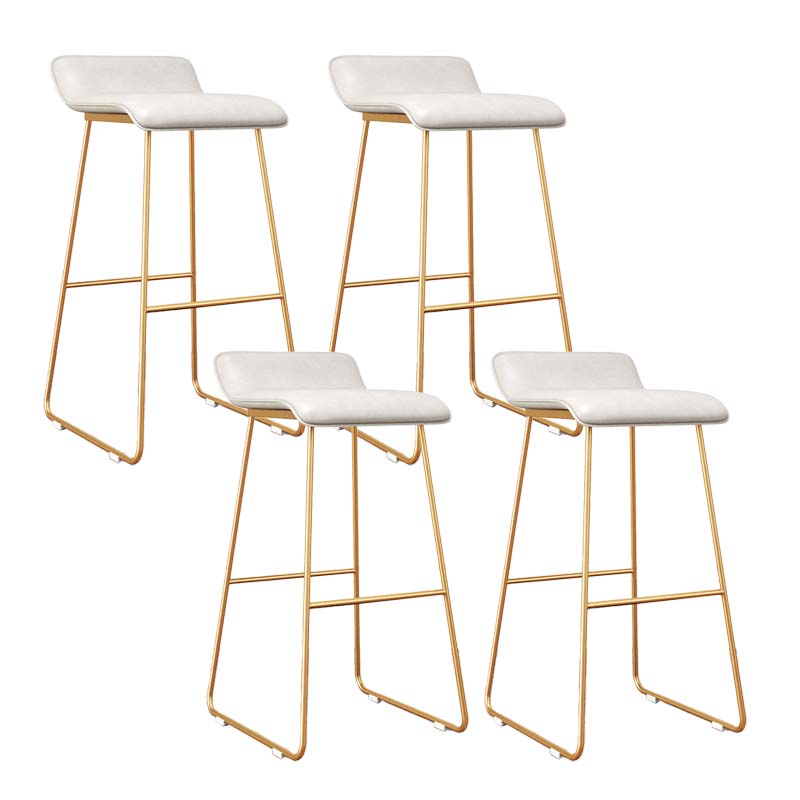 Modern Style Metal Bar Stool Leather Low Back Counter Stool for Restaurant