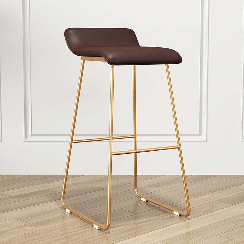 Modern Style Metal Bar Stool Leather Low Back Counter Stool for Restaurant