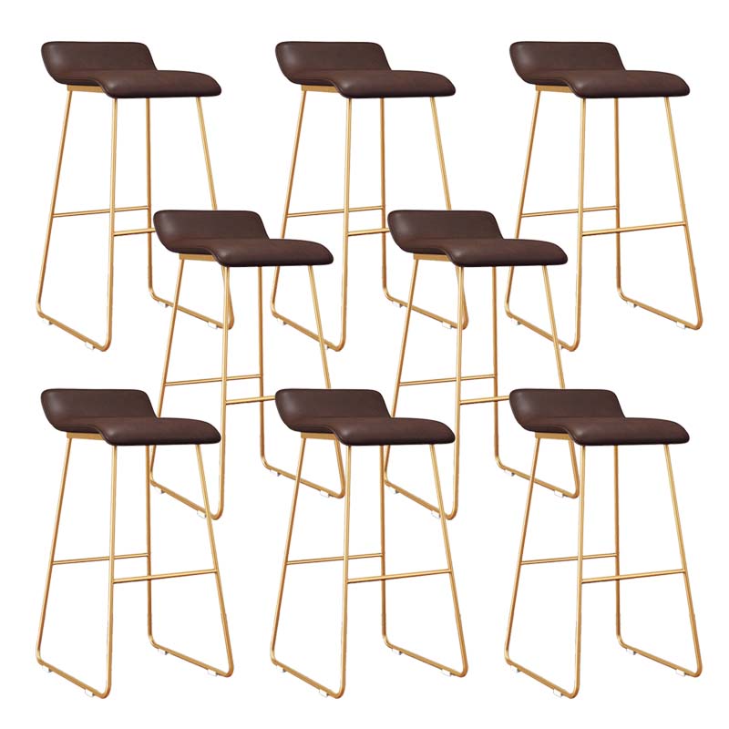 Modern Style Metal Bar Stool Leather Low Back Counter Stool for Restaurant
