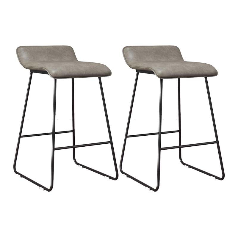 Modern Style Metal Bar Stool Leather Low Back Counter Stool for Restaurant