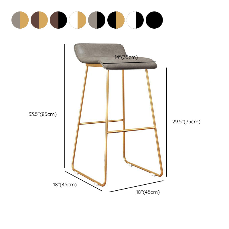 Modern Style Metal Bar Stool Leather Low Back Counter Stool for Restaurant