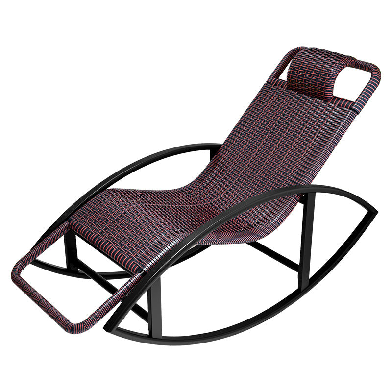 Creative Recliner Chair Wicker Outdoor Rocker Chair with Dark Legs